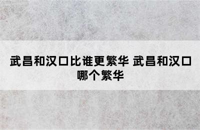 武昌和汉口比谁更繁华 武昌和汉口哪个繁华